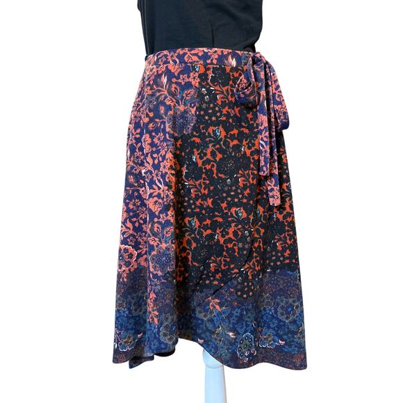 Anthropologie Maeve | Floral Terry Faux Knit Wrap Skirt | Med - Picture 1 of 12